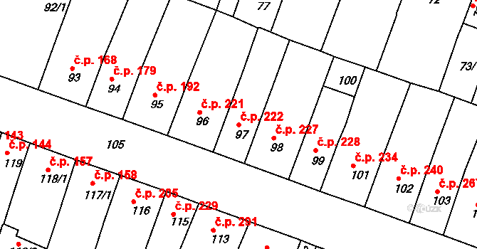 Novosedlice 222 na parcele st. 97 v KÚ Novosedlice, Katastrální mapa