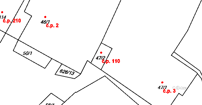 Cerekvice nad Loučnou 110 na parcele st. 47/2 v KÚ Cerekvice nad Loučnou, Katastrální mapa