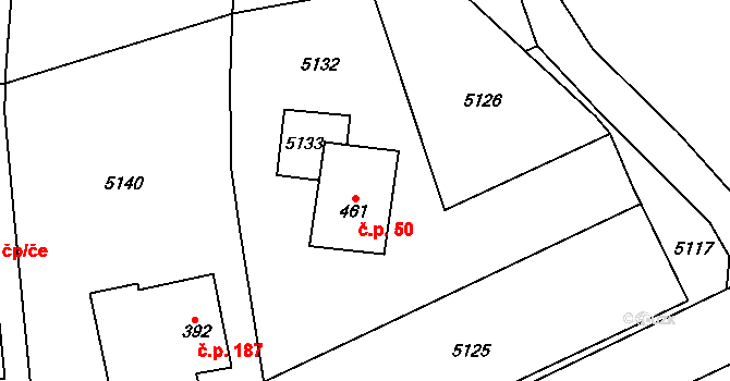 Gajer 50, Janov na parcele st. 461 v KÚ Janov u Litomyšle, Katastrální mapa