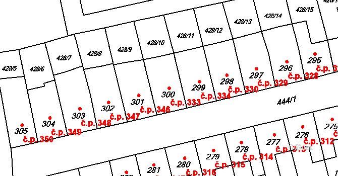 Lány 333, Svitavy na parcele st. 300 v KÚ Čtyřicet Lánů, Katastrální mapa