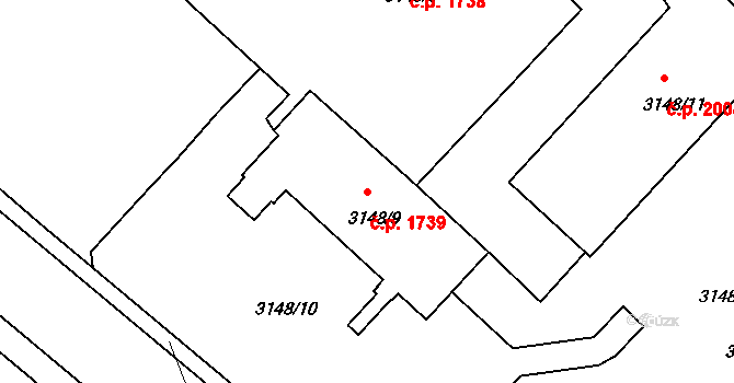 Pelhřimov 1739 na parcele st. 3148/9 v KÚ Pelhřimov, Katastrální mapa