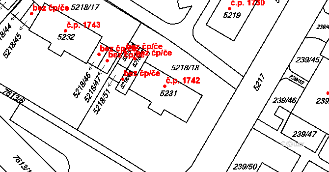 Frýdek 1742, Frýdek-Místek na parcele st. 5231 v KÚ Frýdek, Katastrální mapa