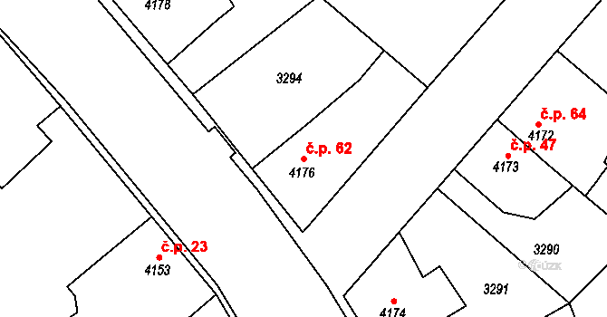 Šťáralka 62, Kolín na parcele st. 4176 v KÚ Kolín, Katastrální mapa