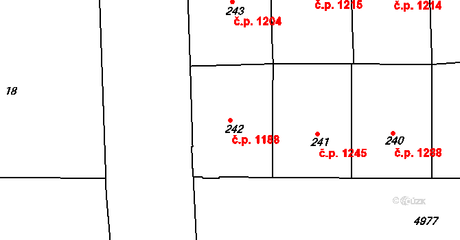 Smíchov 1188, Praha na parcele st. 242 v KÚ Smíchov, Katastrální mapa