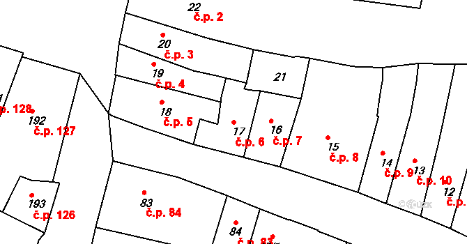Česká Lípa 6 na parcele st. 17 v KÚ Česká Lípa, Katastrální mapa