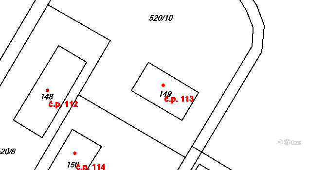 Andělská Hora 113, Chrastava na parcele st. 149 v KÚ Andělská Hora u Chrastavy, Katastrální mapa