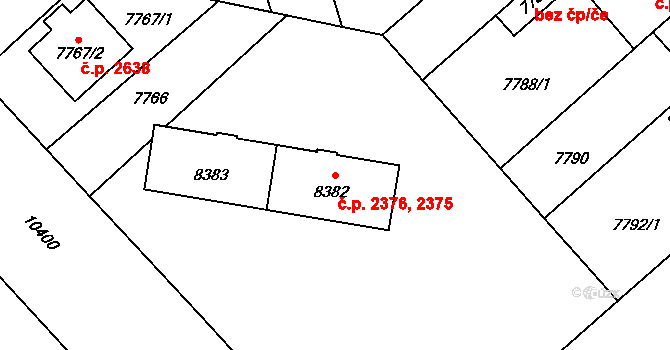 Jižní Předměstí 2375,2376, Plzeň na parcele st. 8382 v KÚ Plzeň, Katastrální mapa