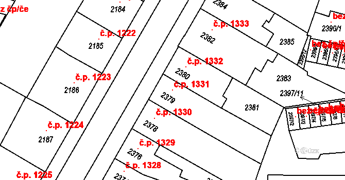 Prostějov 1331 na parcele st. 2379 v KÚ Prostějov, Katastrální mapa