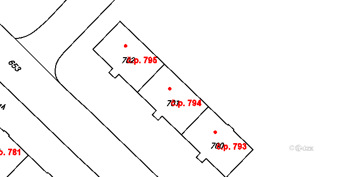Město 794, Havířov na parcele st. 701 v KÚ Havířov-město, Katastrální mapa