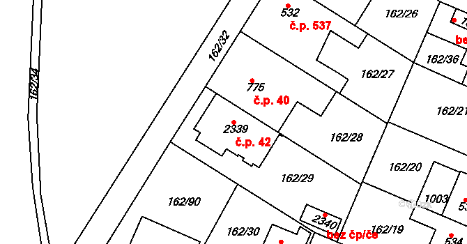 Lobeček 42, Kralupy nad Vltavou na parcele st. 2339 v KÚ Lobeček, Katastrální mapa
