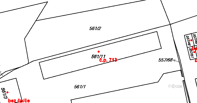 Svinov 713, Ostrava na parcele st. 561/11 v KÚ Svinov, Katastrální mapa