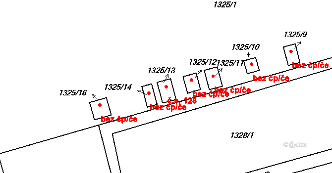 Lázně Darkov 128, Karviná na parcele st. 1325/13 v KÚ Darkov, Katastrální mapa