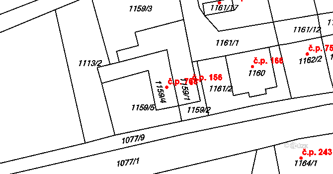 Kluč 768, Habartov na parcele st. 1159/4 v KÚ Habartov, Katastrální mapa