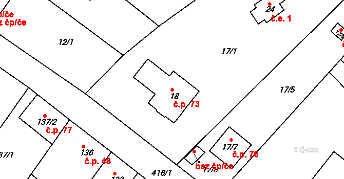 Přerov IX-Lýsky 73, Přerov na parcele st. 18 v KÚ Lýsky, Katastrální mapa