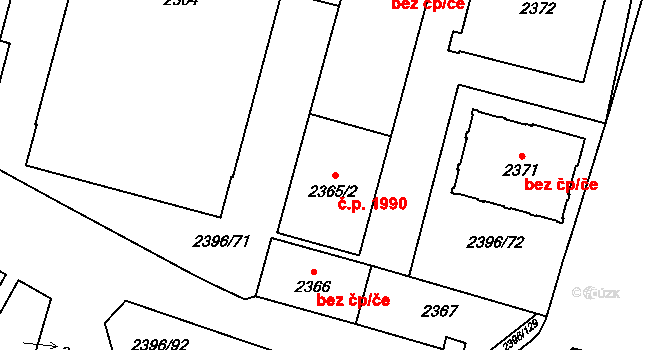 Slezská Ostrava 1990, Ostrava na parcele st. 2365/2 v KÚ Slezská Ostrava, Katastrální mapa