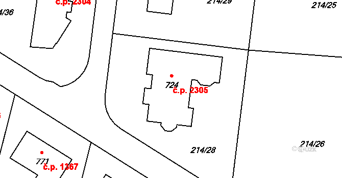 Nová Hospoda 2305, Kamenice na parcele st. 724 v KÚ Štiřín, Katastrální mapa
