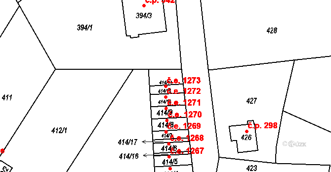 Děčín XXXII-Boletice nad Labem 1273, Děčín na parcele st. 414/11 v KÚ Boletice nad Labem, Katastrální mapa