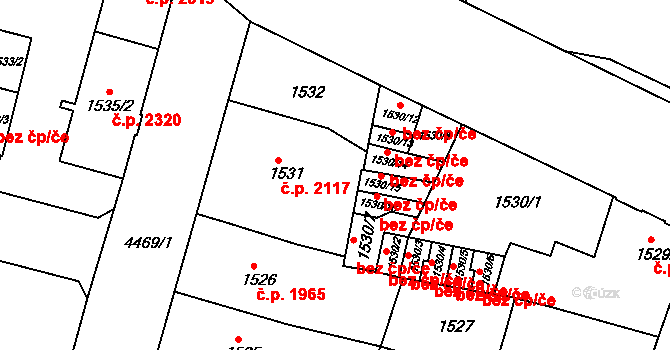 Teplice 41500687 na parcele st. 1530/15 v KÚ Teplice, Katastrální mapa
