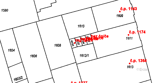 Brno 41581687 na parcele st. 1612/2 v KÚ Královo Pole, Katastrální mapa