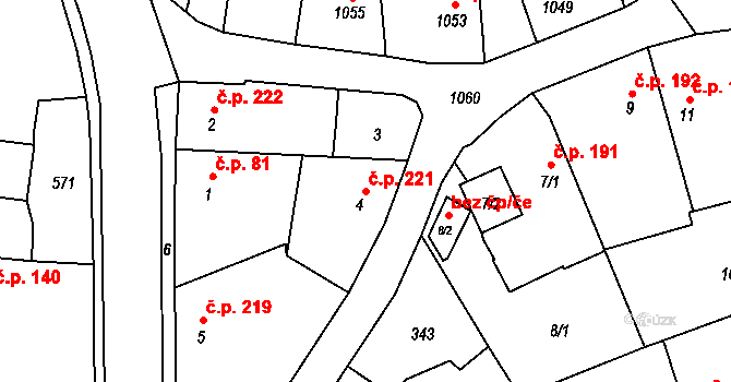 Štěpánkovice 221 na parcele st. 4 v KÚ Štěpánkovice, Katastrální mapa