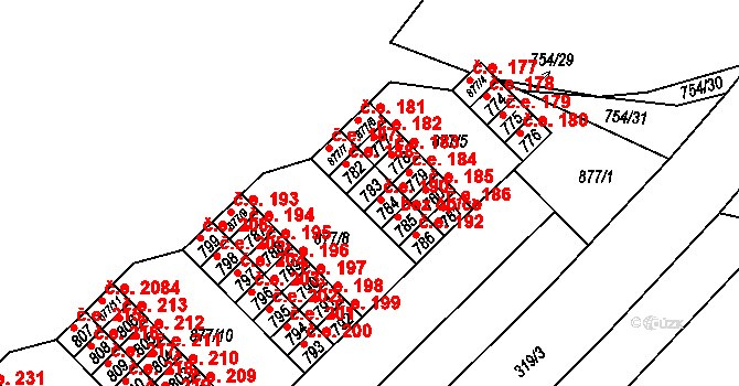 Brno 45562687 na parcele st. 783 v KÚ Lesná, Katastrální mapa