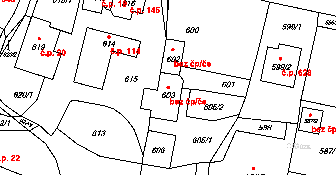 Jablůnka 45620687 na parcele st. 603 v KÚ Jablůnka, Katastrální mapa