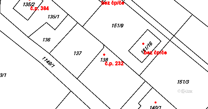 Darkovičky 232, Hlučín na parcele st. 138 v KÚ Darkovičky, Katastrální mapa