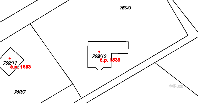 Ráj 1539, Karviná na parcele st. 769/10 v KÚ Ráj, Katastrální mapa