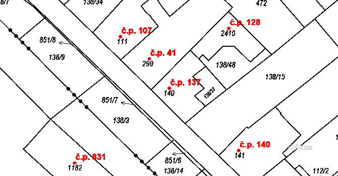 Lobeček 137, Kralupy nad Vltavou na parcele st. 140 v KÚ Lobeček, Katastrální mapa