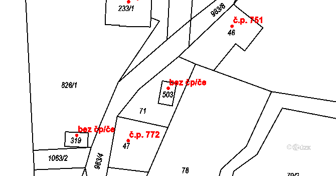 Jilemnice 80635687 na parcele st. 503 v KÚ Hrabačov, Katastrální mapa
