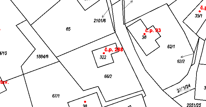 Lichnov 288 na parcele st. 322 v KÚ Lichnov u Nového Jičína, Katastrální mapa