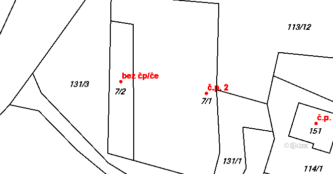 Skoronice 2, Bujanov na parcele st. 7/1 v KÚ Zdíky, Katastrální mapa