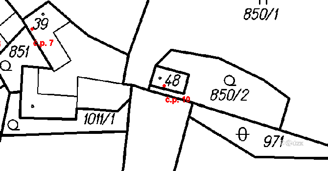 Doubrava 10, Vlachovo Březí na parcele st. 48 v KÚ Uhřice u Vlachova Březí, Katastrální mapa