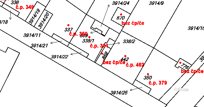 Lenešice 88690687 na parcele st. 868 v KÚ Lenešice, Katastrální mapa