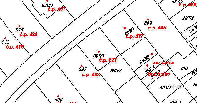 Šitbořice 527 na parcele st. 895/1 v KÚ Šitbořice, Katastrální mapa