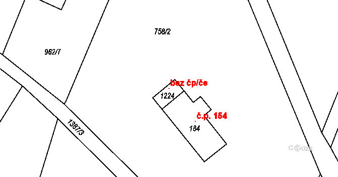 Raškovice 103450688 na parcele st. 1224 v KÚ Raškovice, Katastrální mapa