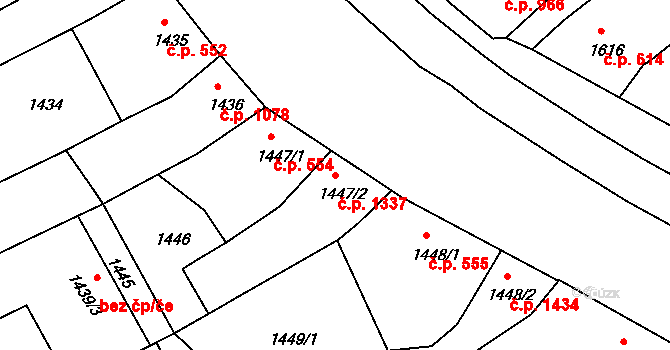 Holešov 1337 na parcele st. 1447/2 v KÚ Holešov, Katastrální mapa