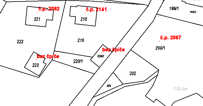 Rožnov pod Radhoštěm 107697688 na parcele st. 220/2 v KÚ Hážovice, Katastrální mapa