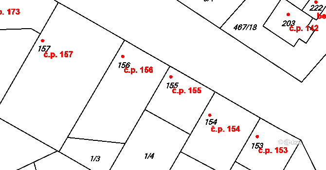 Běrunice 155 na parcele st. 155 v KÚ Běrunice, Katastrální mapa