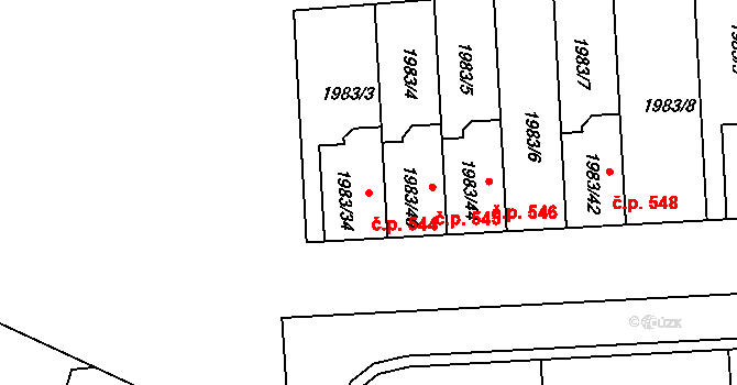 Moravský Krumlov 544 na parcele st. 1983/34 v KÚ Moravský Krumlov, Katastrální mapa
