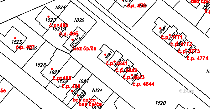 Zruč nad Sázavou 4841 na parcele st. 1619/1 v KÚ Zruč nad Sázavou, Katastrální mapa