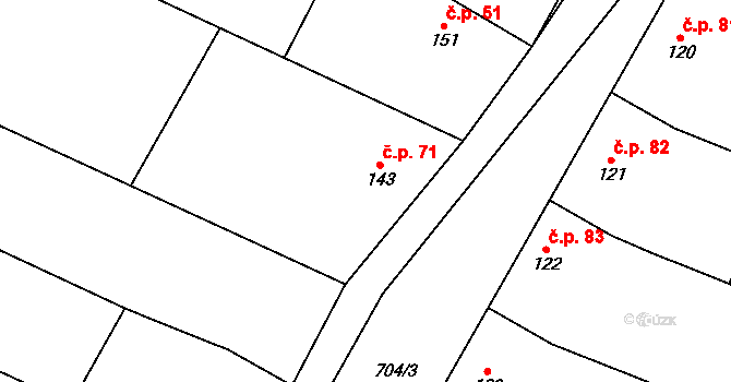 Zdislavice 71, Troubky-Zdislavice na parcele st. 143 v KÚ Zdislavice, Katastrální mapa
