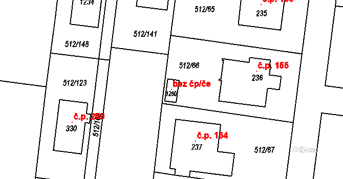 Bašť 147318688 na parcele st. 1260 v KÚ Bašť, Katastrální mapa
