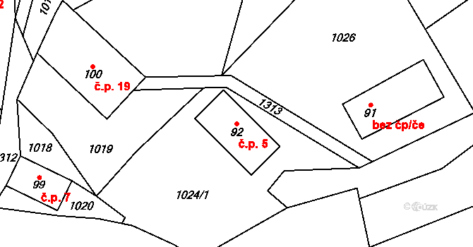Proseč 5, Záhoří na parcele st. 92 v KÚ Záhoří u Semil, Katastrální mapa