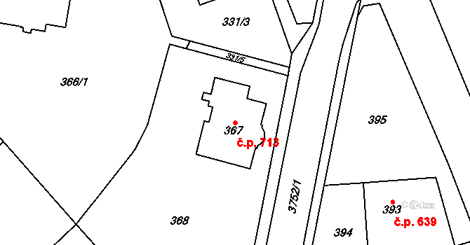 Žamberk 713 na parcele st. 367 v KÚ Žamberk, Katastrální mapa
