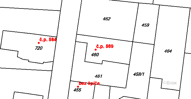 Skřečoň 569, Bohumín na parcele st. 460 v KÚ Skřečoň, Katastrální mapa