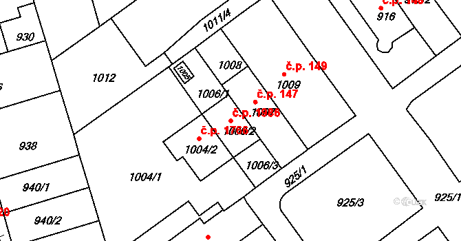 Černá Pole 1986, Brno na parcele st. 1006/2 v KÚ Černá Pole, Katastrální mapa