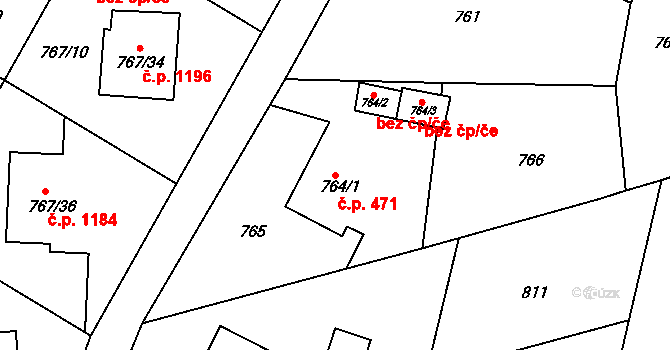 Frýdlant 471, Frýdlant nad Ostravicí na parcele st. 764/1 v KÚ Frýdlant nad Ostravicí, Katastrální mapa