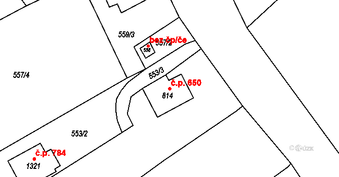 Česká Kamenice 650 na parcele st. 814 v KÚ Česká Kamenice, Katastrální mapa