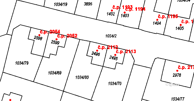Dvůr Králové nad Labem 2112 na parcele st. 2496 v KÚ Dvůr Králové nad Labem, Katastrální mapa